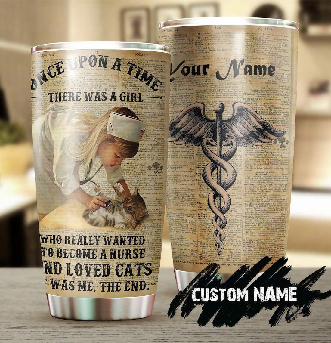 A girl nurse loves cat vintage| personalized gift tumbler for lover