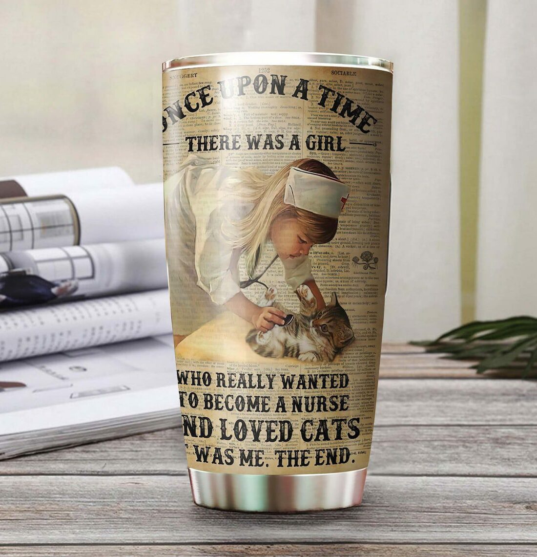 A girl nurse loves cat vintage| personalized gift tumbler for lover - 30 oz