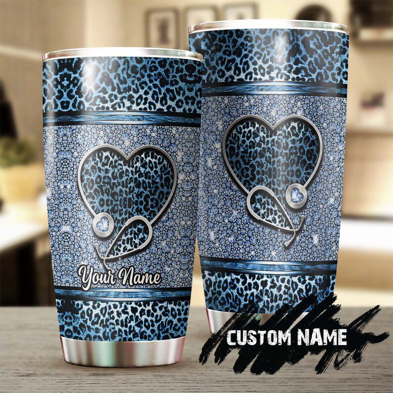 Diamond heart jewelry style| personalized gift tumbler for nurse