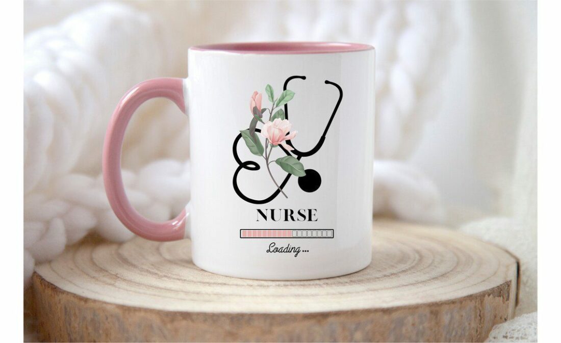 Loading stethoscope nurse with floral| cute gift for wife and daughter - 15 oz