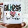 Nurse with pink leopard heart mug| lovely mug gift for your love - 15 oz