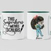 Superhero wears scrub| personalized gift mug for nurse
