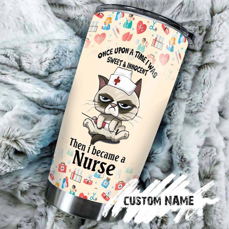 Sweet and innocent nurse cat| personalized tumbler gift for wife